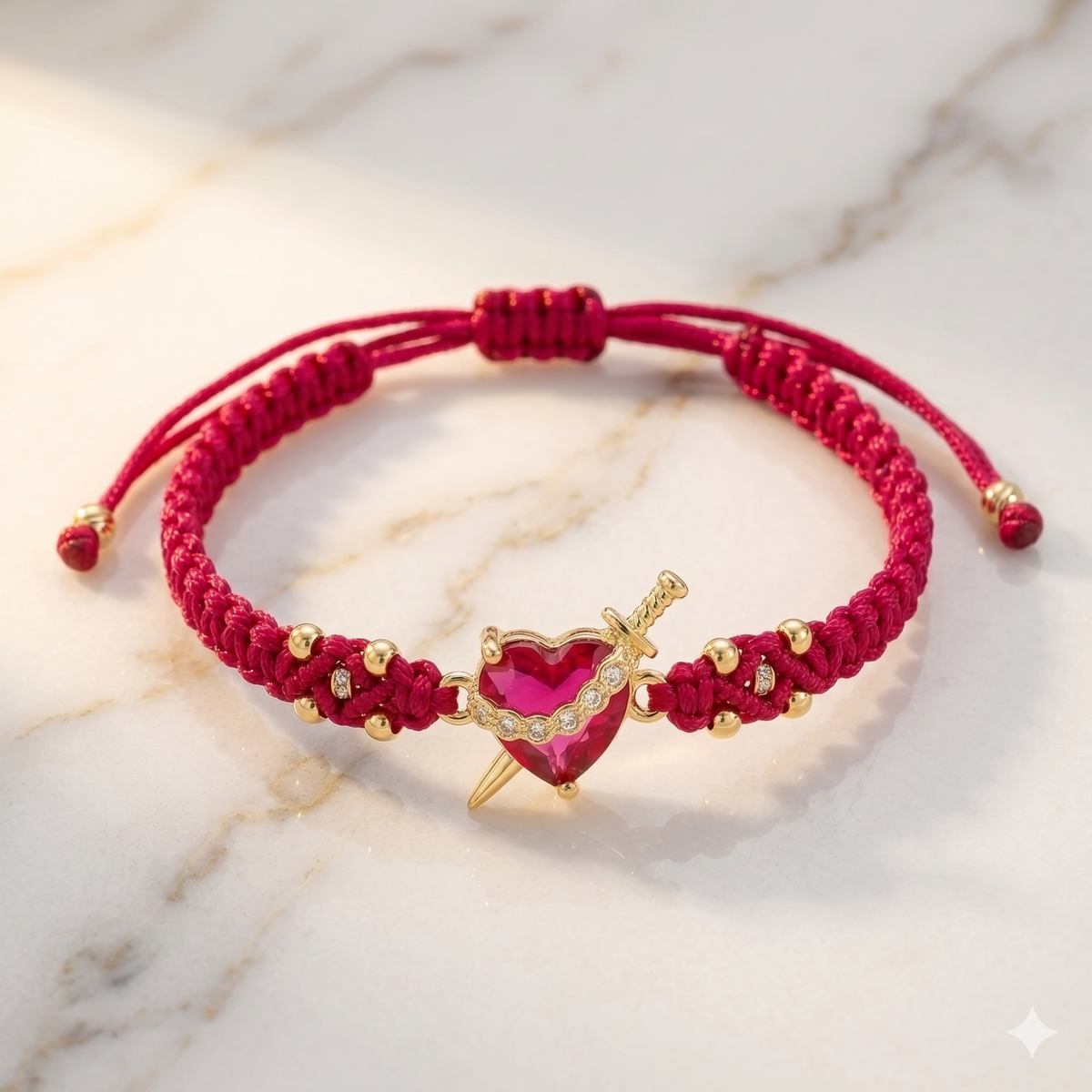 Light of Mary Red Bracelet: Sacred Heart in Infinite Crystal
