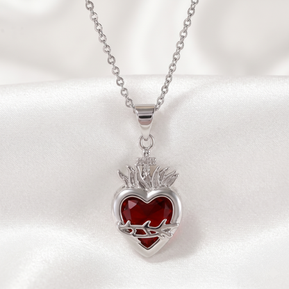 Light of Christ Silver Ring: Sacred Heart in Infinite Crystal