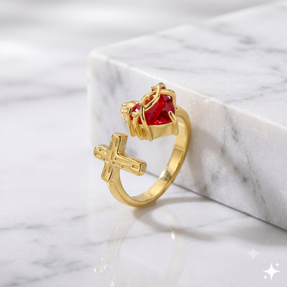 Light of Christ Ring: Sacred Heart in Infinite Crystal
