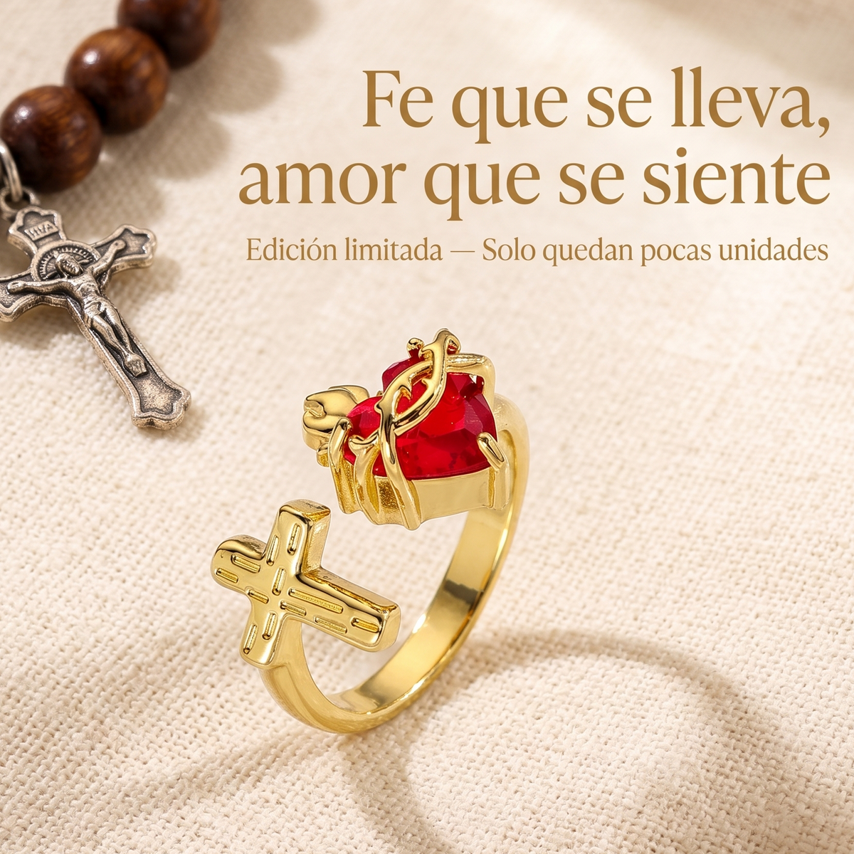 Light of Christ Ring: Sacred Heart in Infinite Crystal