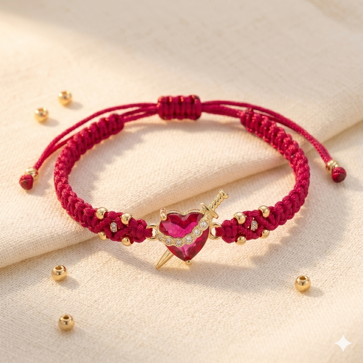 Light of Mary Red Bracelet: Sacred Heart in Infinite Crystal