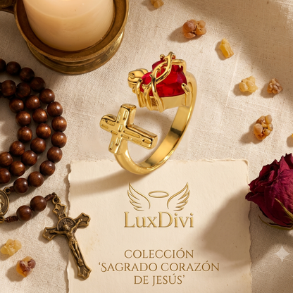 Light of Christ Ring: Sacred Heart in Infinite Crystal