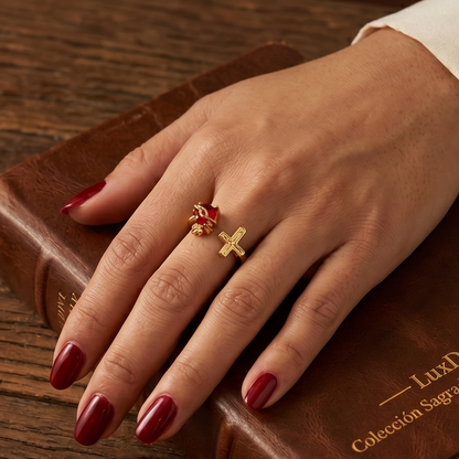 Light of Christ Ring: Sacred Heart in Infinite Crystal