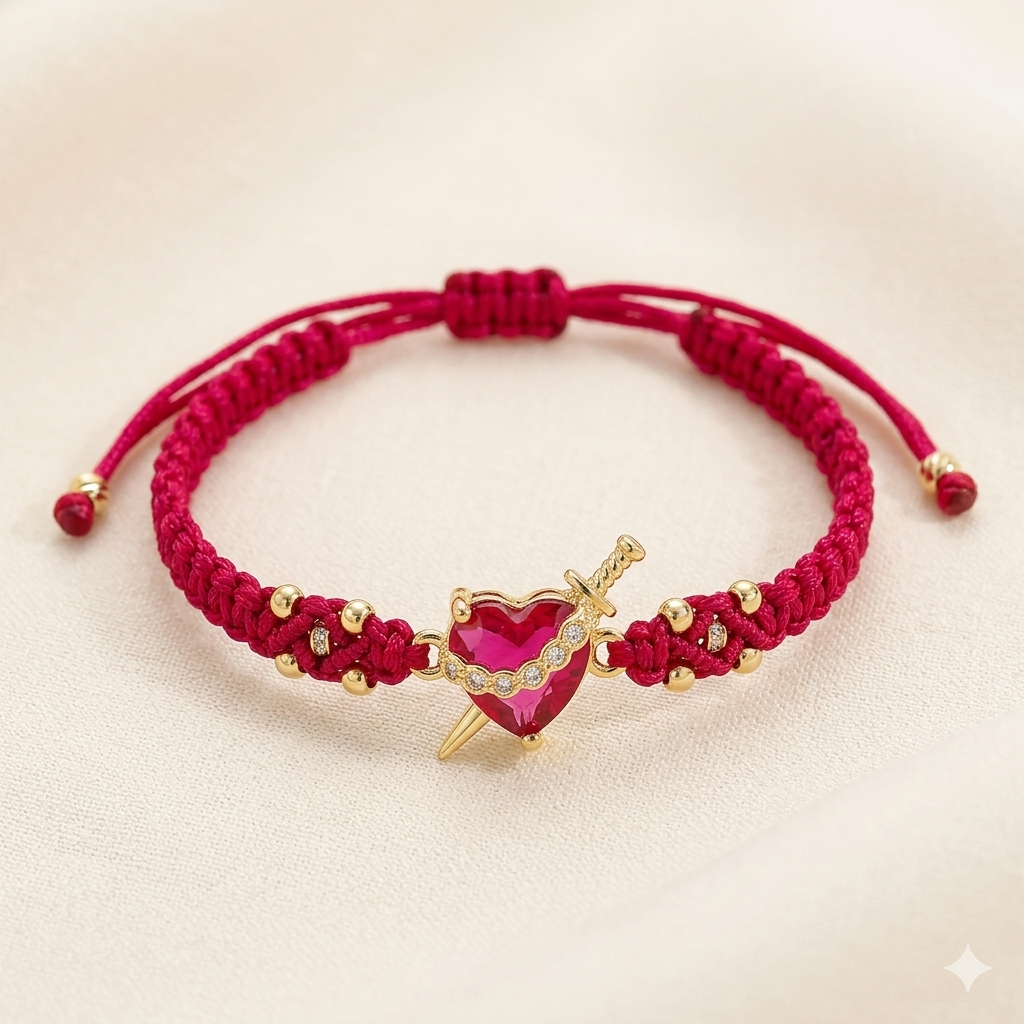 Light of Mary Red Bracelet: Sacred Heart in Infinite Crystal