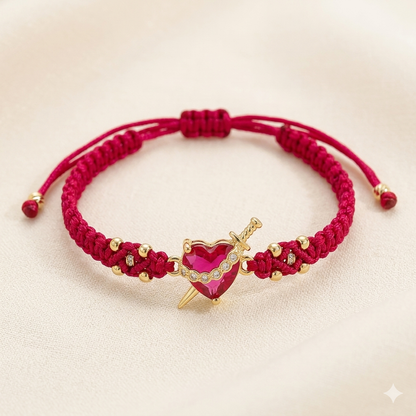 Light of Mary Red Bracelet: Sacred Heart in Infinite Crystal