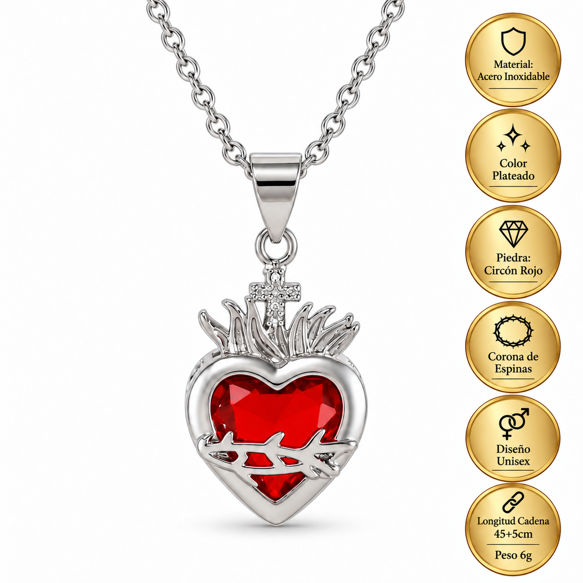 Light of Christ Silver Ring: Sacred Heart in Infinite Crystal