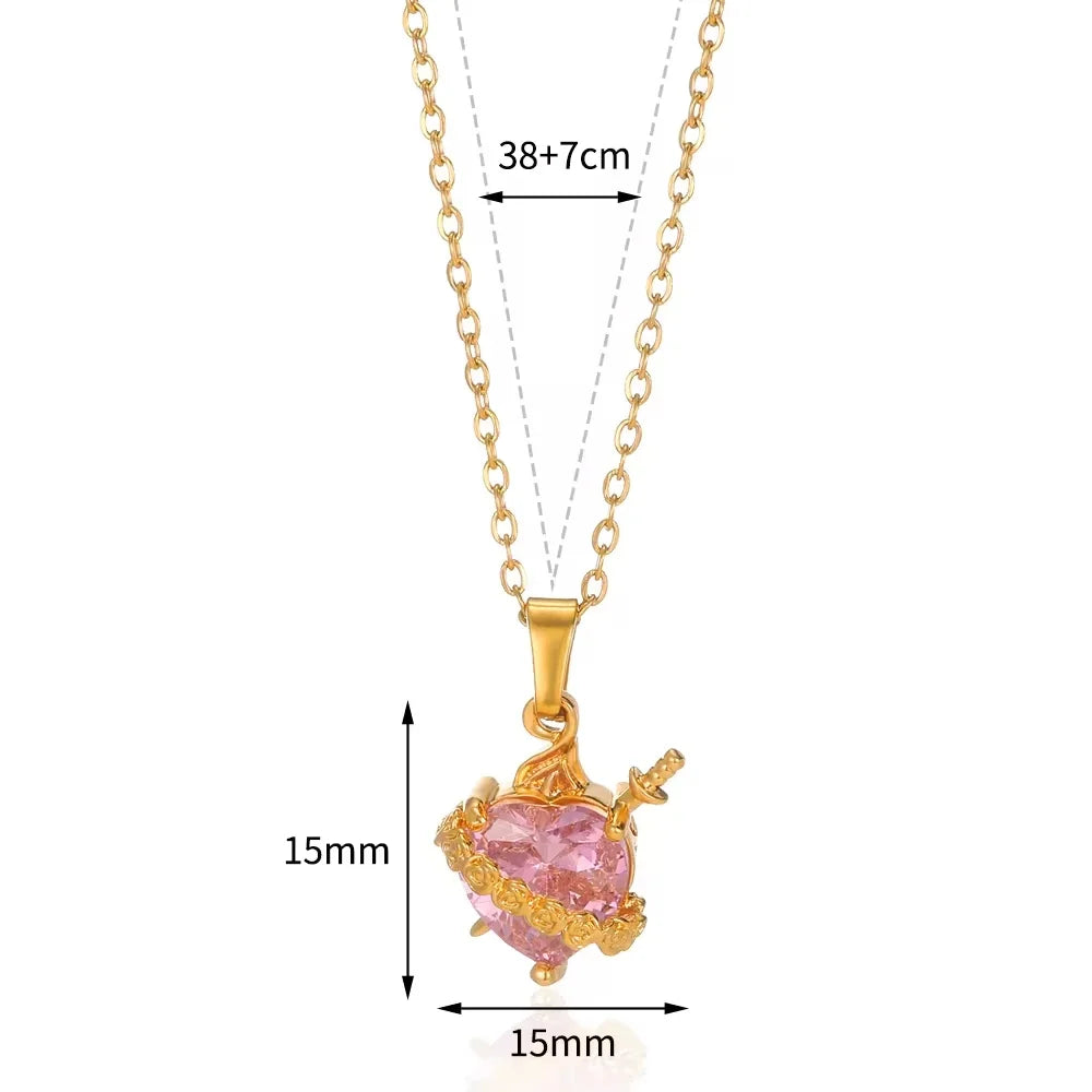 Light of Mary Soft Pink Necklace: Immaculate Heart in Infinite Crystal