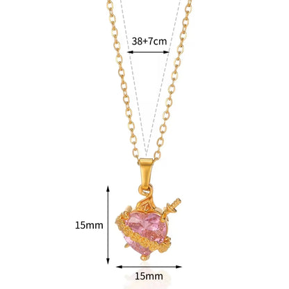 Light of Mary Soft Pink Necklace: Immaculate Heart in Infinite Crystal